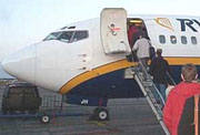 Boarding Ryanair plane