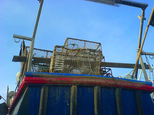 Lobster pots on a boat