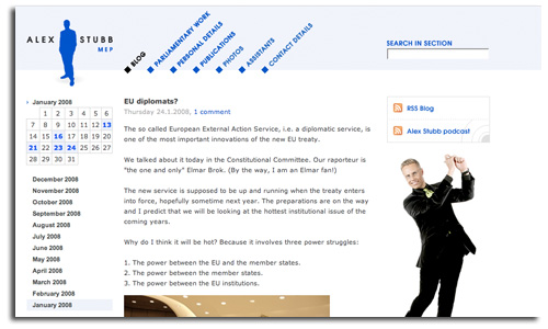 Alexander Stubb MEP Blog screenshot