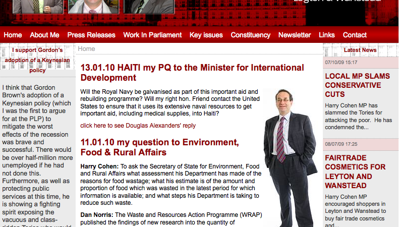 Harry Cohen Web Screenshot