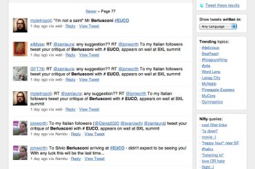 Twitter EUCO Berlusconi Search - click to view at full size
