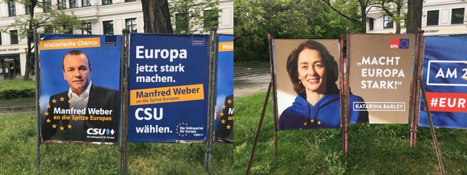 Weber (CSU) and Barley (SPD) posters in München